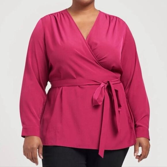 Universal Standard NWT Rivers True Wrap Top V-Neck Long Sleeve Blouse Workwear - Picture 1 of 7